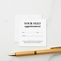 Simple Elegant Black White Beauty Appointment Card
