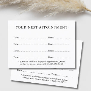 Simple Elegant Black White Beauty Appointment Card