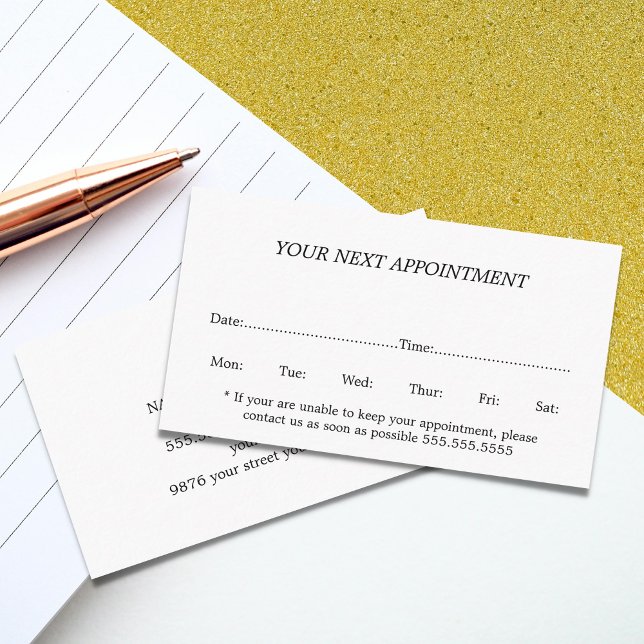 Simple Elegant Black White Beauty Appointment Card (Creator Uploaded)