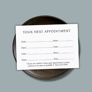 Simple Elegant Black White Beauty Appointment Card