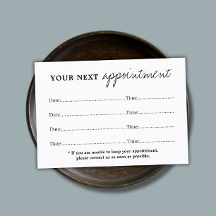 Simple Elegant Black White Beauty Appointment Card