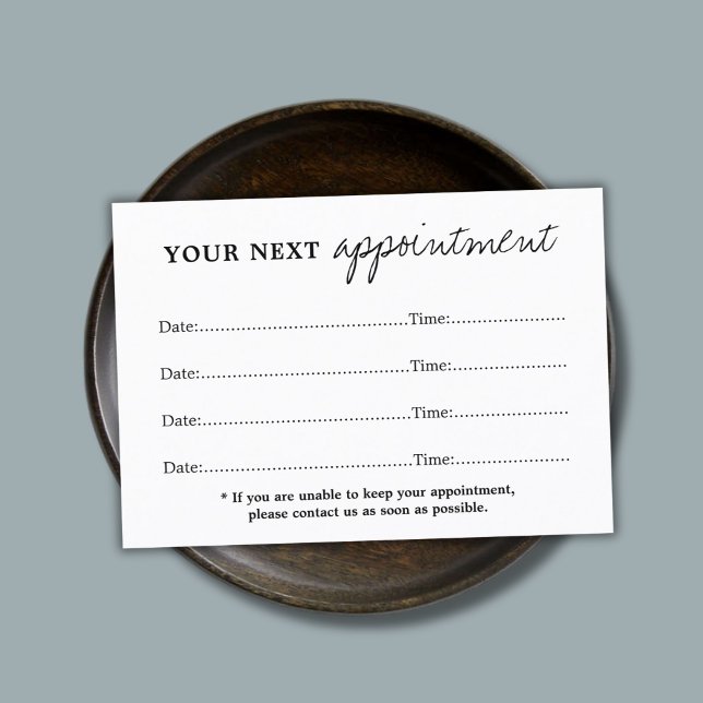Simple Elegant Black White Beauty Appointment Card (Creator Uploaded)