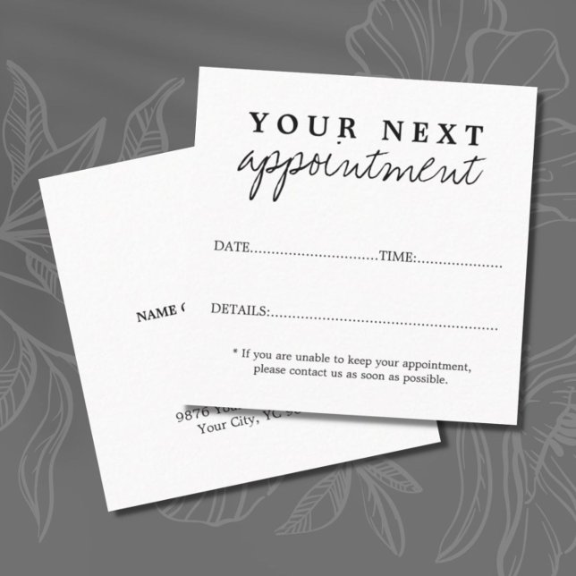 Simple Elegant Black White Beauty Salon Appointment Card (Creator Uploaded)