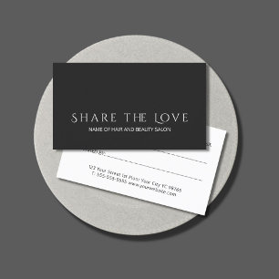 Simple Elegant Black White Beauty Salon Referral Card