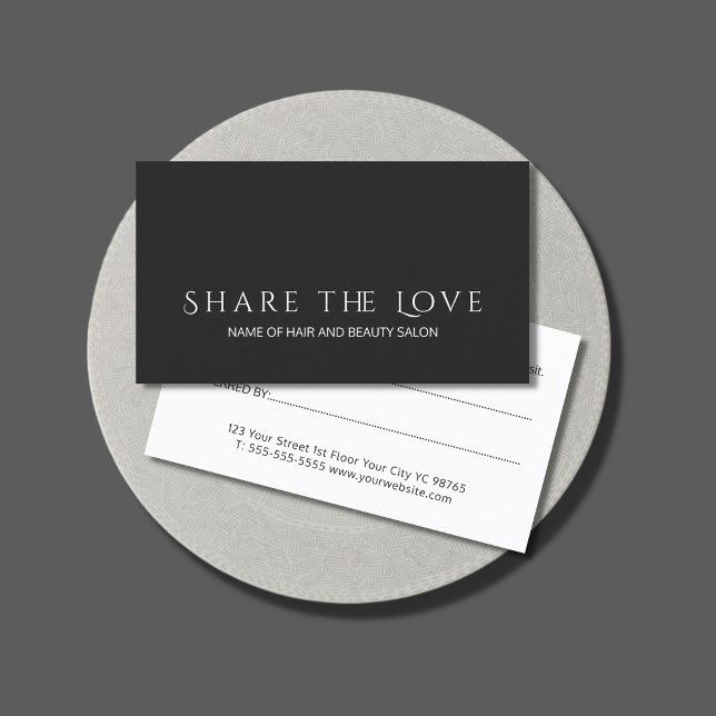 Simple Elegant Black White Beauty Salon Referral Card (Creator Uploaded)