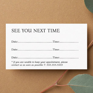 Simple Elegant Black White Bold Appointment Card