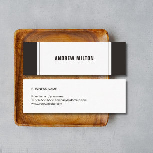 Simple Elegant Black White Consultant Networking Mini Business Card