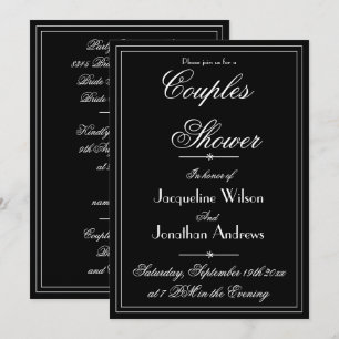 Simple Elegant Black & White Couples Shower Invitation