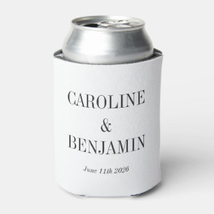 Simple Elegant Black White Custom Wedding Names Can Cooler