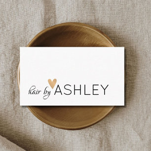 Simple Elegant Black White Gold Heart Hairstylist Business Card