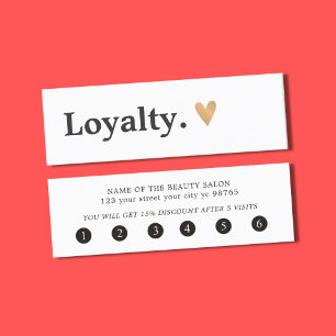 Simple Elegant Black White Gold Heart Loyalty Card