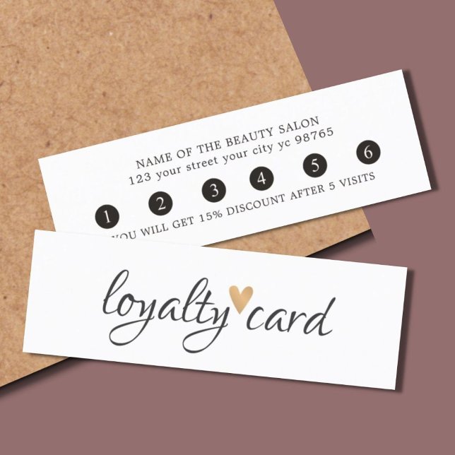 Simple Elegant Black White Gold Heart Loyalty Card (Creator Uploaded)