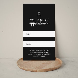 Simple Elegant Black White Hair Appointment Card