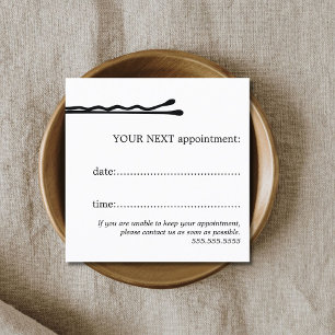 Simple Elegant Black White Hair Pin Hairstylist Appointment Card