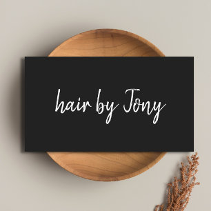 Simple Elegant Black White Hair Stylist Business Card