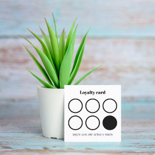 Simple Elegant Black White Hair Stylist Loyalty Square Business Card