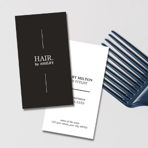 Simple Elegant Black White Hairdresser Business Card