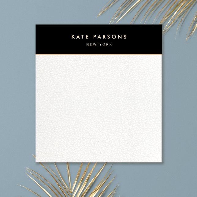 Simple Elegant Black White Leather Notepad (Creator Uploaded)