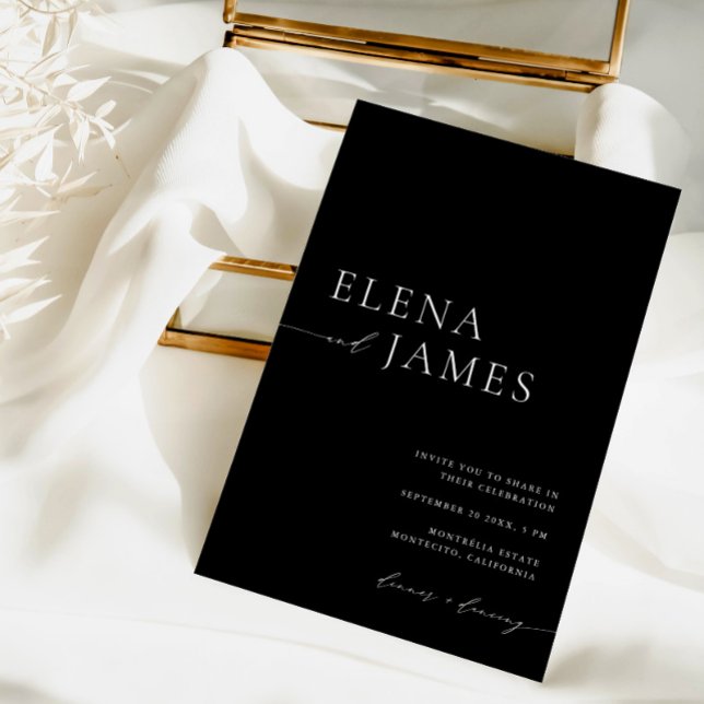 Simple Elegant Black & White Minimalist Wedding  Invitation (Simple Elegant Black & White Minimalist Wedding Invitation)