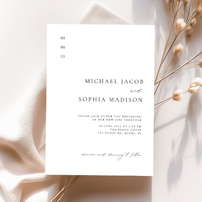 Simple Elegant Black & White Minimalist Wedding Invitation (Creator Uploaded)