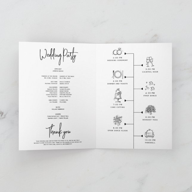 Simple Elegant Black White Modern Minimal Script Programme (Inside)