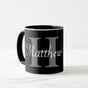 Simple Elegant Black White Monogram Bold Classy Mu Mug