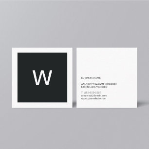 Simple Elegant Black White Monogram Consultant Square Business Card