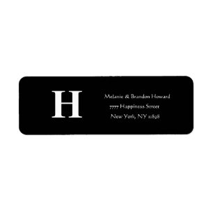 Simple Elegant Black White Monogram Initial return