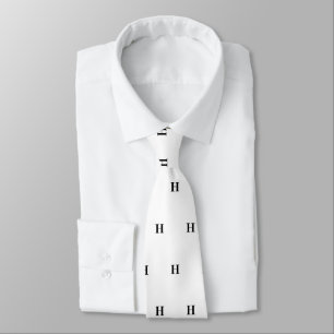 Simple Elegant Black White Monogram Monogrammed Ne Tie