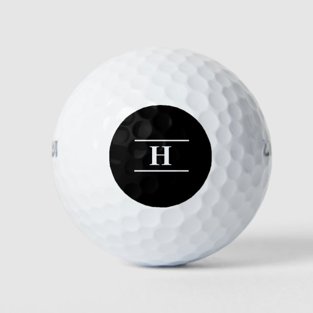 Simple Elegant Black White Monogram Stylish golfer Golf Balls (Front)