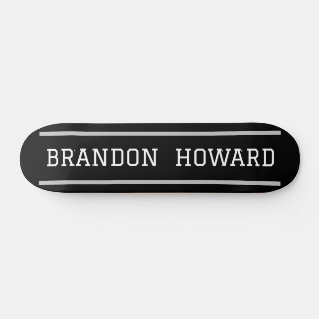 Simple Elegant Black White Name Custom  Skateboard (Horz)