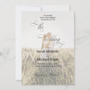 Simple Elegant Black & White Photo Wedding Invitation