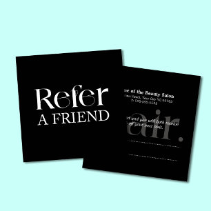 Simple Elegant Black White Referral Card