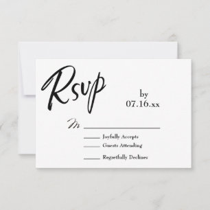 Simple, Elegant, Black & White RSVP Typography Card