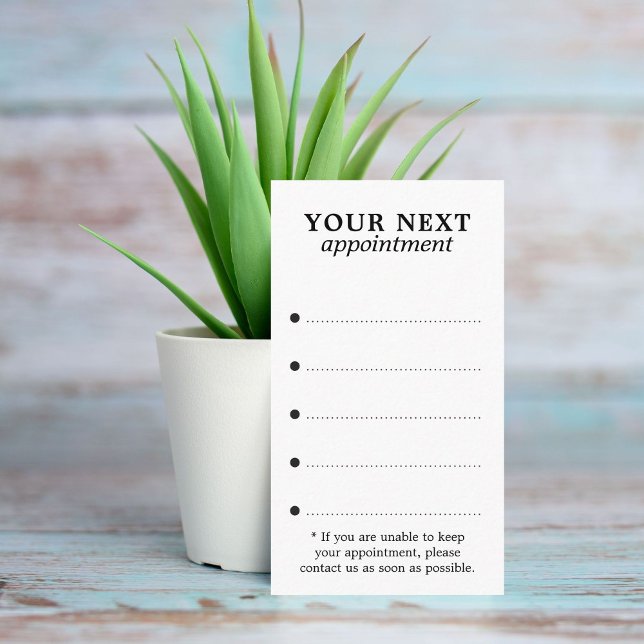 Simple Elegant Black White Salon  Appointment Card (Creator Uploaded)