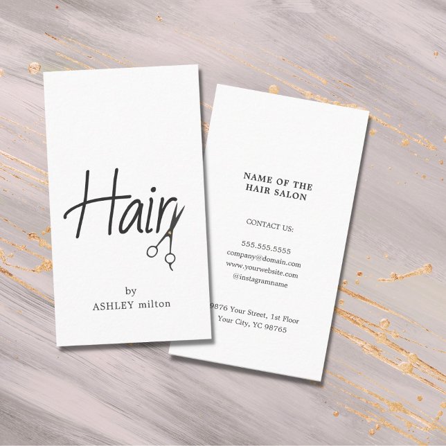 Simple Elegant Black White Scissors Hairstylist Business Card (Creator Uploaded)