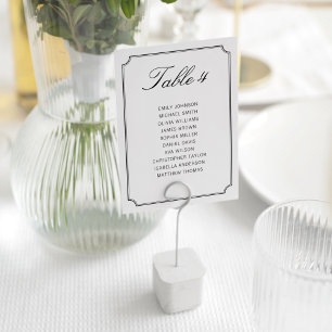 Simple Elegant Black White Seating Chart Table Number