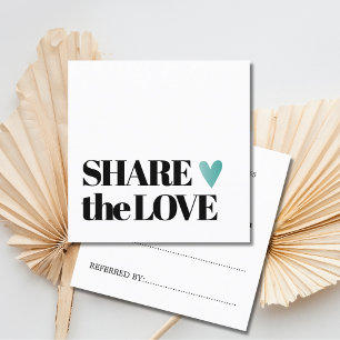 Simple Elegant Black White Teal Heart Referral Card