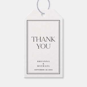 Simple Elegant Black & White Thank You Gift Tags