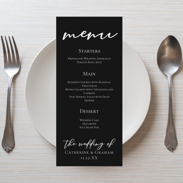 Simple Elegant Black White Typography Wedding Menu (Creator Uploaded)