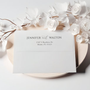 Simple Elegant black white wedding Envelope