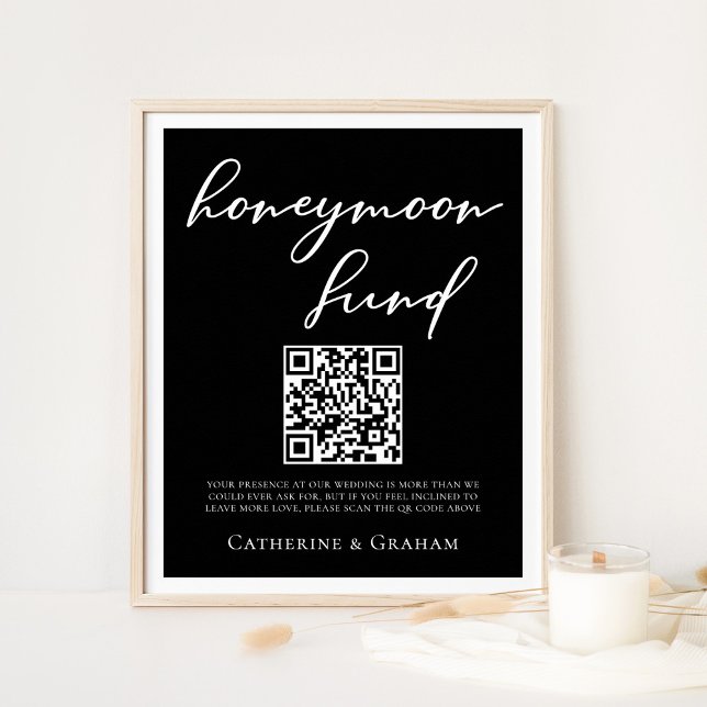 Simple Elegant Black White Wedding Honeymoon Fund Poster (Creator Uploaded)