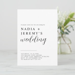 Simple Elegant Black & White Wedding Invitation 