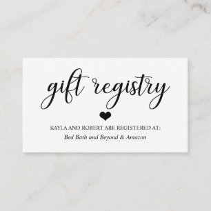 Simple Elegant Black & White Wedding REGISTRY Enclosure Card