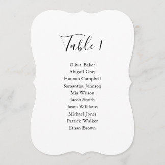 Simple elegant black & white wedding seating chart invitation