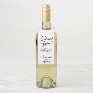 Simple Elegant Black & White Wedding Thank You Bottle Tag