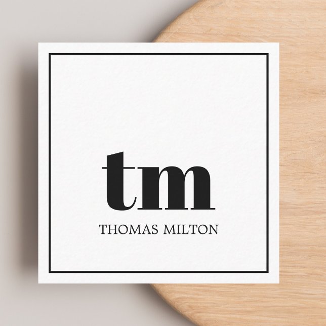 Simple Elegant BlackWhite Bold Monogram Consultant Square Business Card (Creator Uploaded)