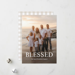 Simple Elegant Blessed Christmas Photo Holiday Card
