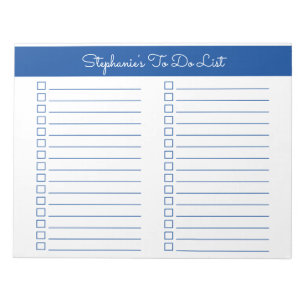 Simple Elegant Blue 8.5x11 Two Column Checklist Notepad