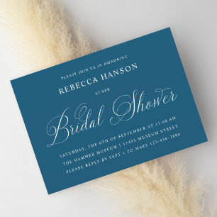 Simple Elegant Blue and White Bridal Shower Invitation